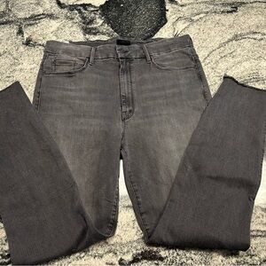 Mother - high wasted looker ankle fray - Gray Denim Jeans, 34